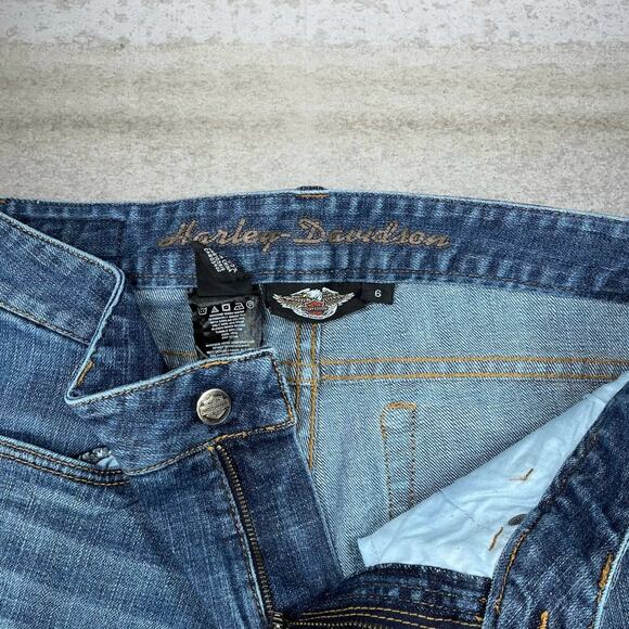 Vintage Y2K Harley Davidson Jeans Womens 6 Bootcut Flared Fit Medium Wash - Picture 4 of 6